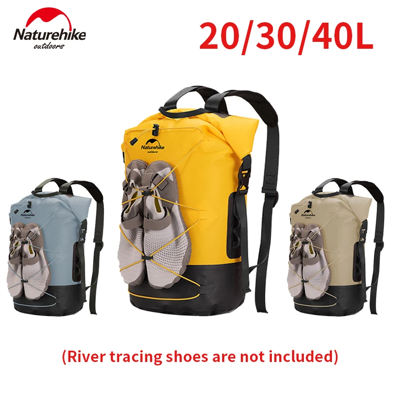 Waterproof Dry Bag Naturehike 20/30/40L Waterproof Backpack Dry Wet Separation Trip Bag Camping Outdoor Travel Large Capacity Rucksack 430g TPU Bag