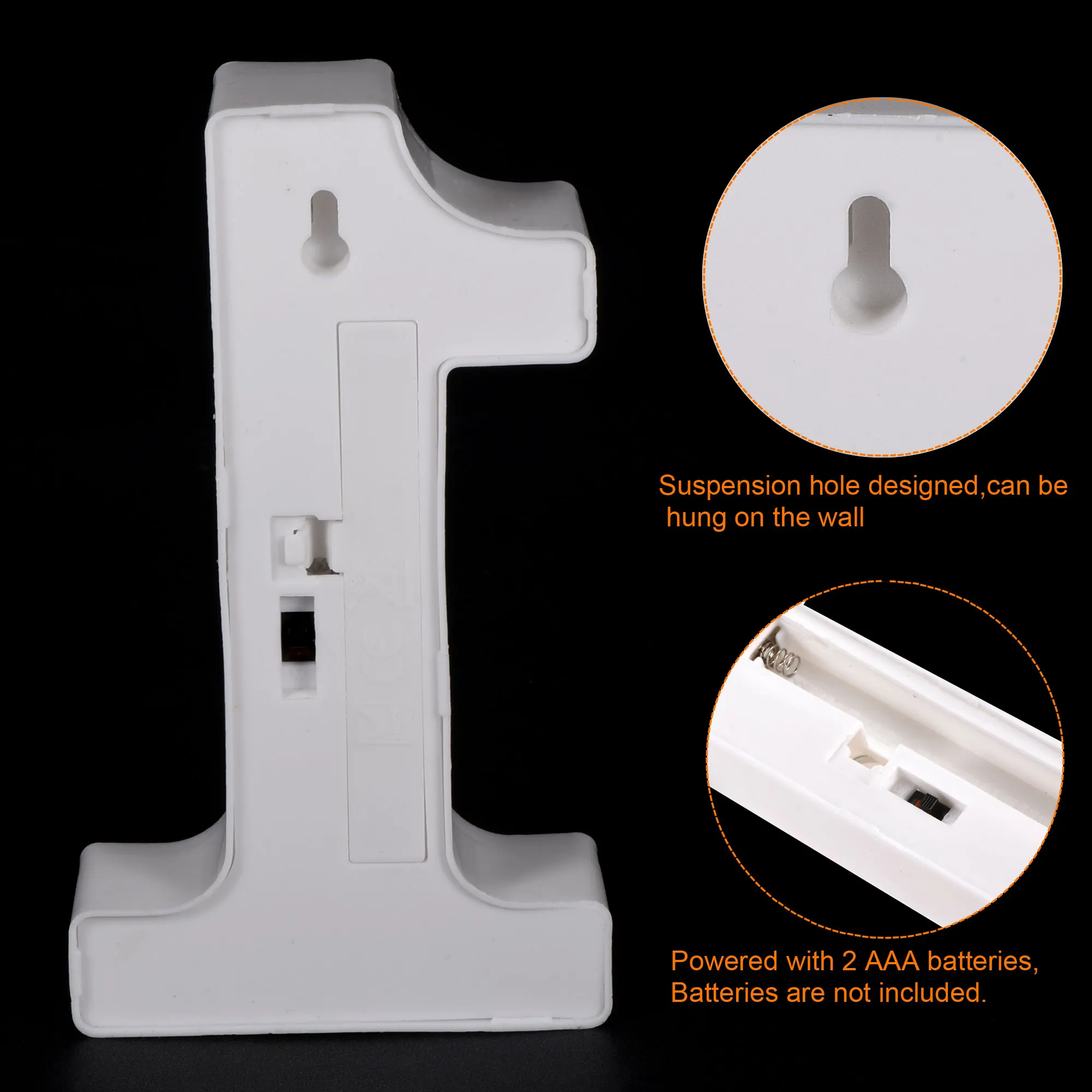 uxcell LED Letter Lights Number Light Battery Powered for Night Light Wedding Birthday Party (White, Number 1)