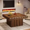 Living Room Square Coffee Table, 35.4-inch Wooden Coffee Table, Modern Central Table, Walnut Wood 5