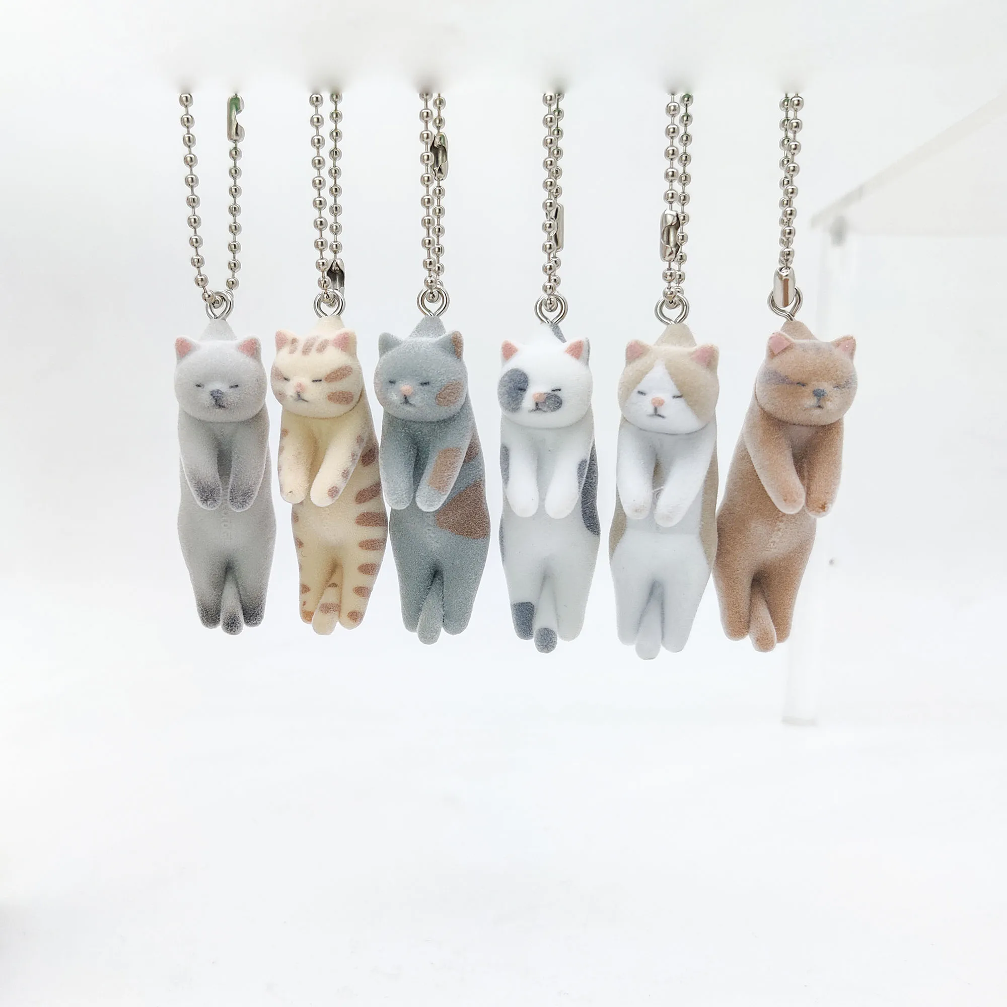 Qualia Capsule Toy: Flocky Pinch Cat Ball Chain - Cute Spotty Bicolor Kitten Mascot