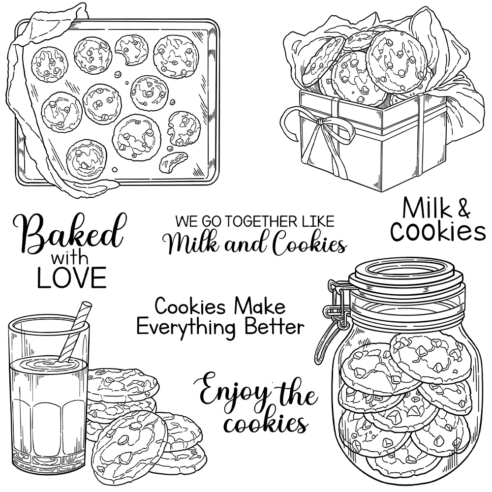 Mangocraft Sweet Baked Cookies Pancake & Milk Clear Stamps DIY Scrapbooking Supplies Silicone Stamp For Cards Albums Decor