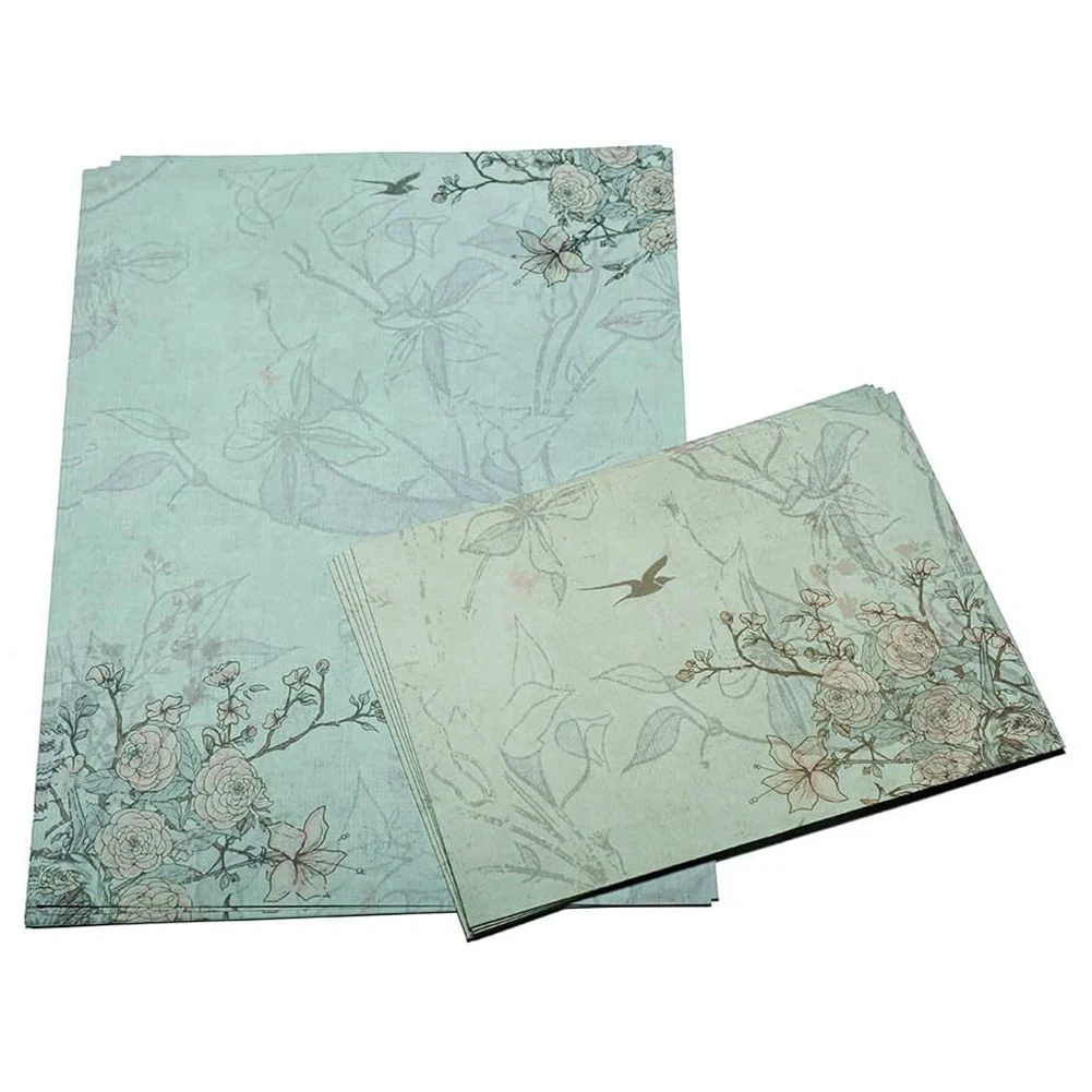 LC-30Pcs 빈티지 문구류 꽃무늬 필기용지 손글씨 편지용 봉투 세트, 다양한..