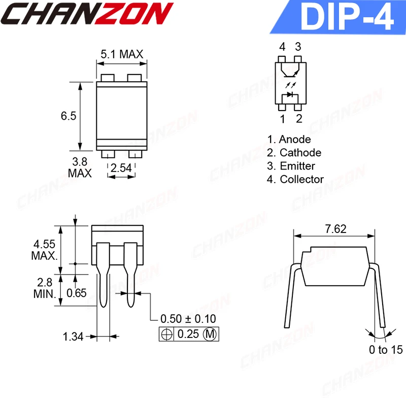 50PCS PC817 PC817B EL817 DIP4 DIP Optocoupler Optical Coupling Original Transistor DC Input 80V 50mA  IC Chip Optoisolator