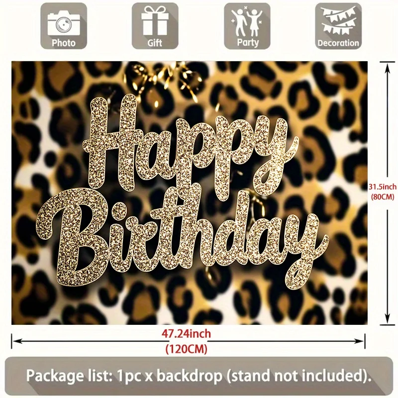 1-teiliges wunderschönes goldenes, glänzendes Partybanner mit Leopardenmuster, geeignet für Wohnzimmer, Büros und Familienfeiern. – Detail 5