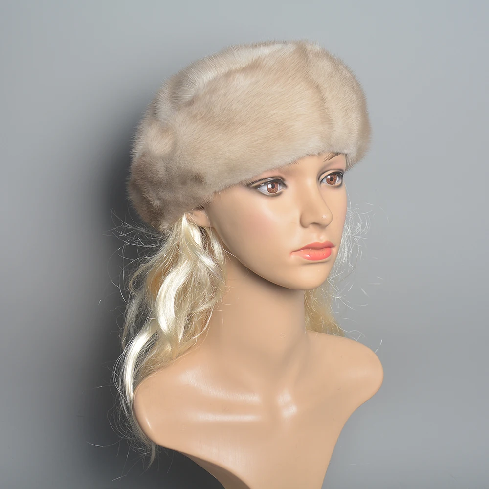 Winter Woman Cap 2025 Polar Hats Full Pelt Mink Fur Hats New Style Octagonal Hat Diamond Solid Luxury Top 100% Real Lady Fur Hat 4