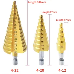 Foret étagé à rainure droite, foret à bois revêtu de titane, foret à noyau de 3 12mm 4 12mm 4 20mm 4 32mm HSS 