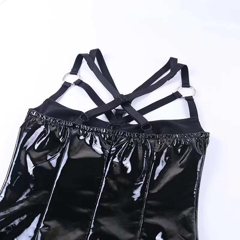 Y2K Punk Faux Leather Gothic Sexy Mini Dress