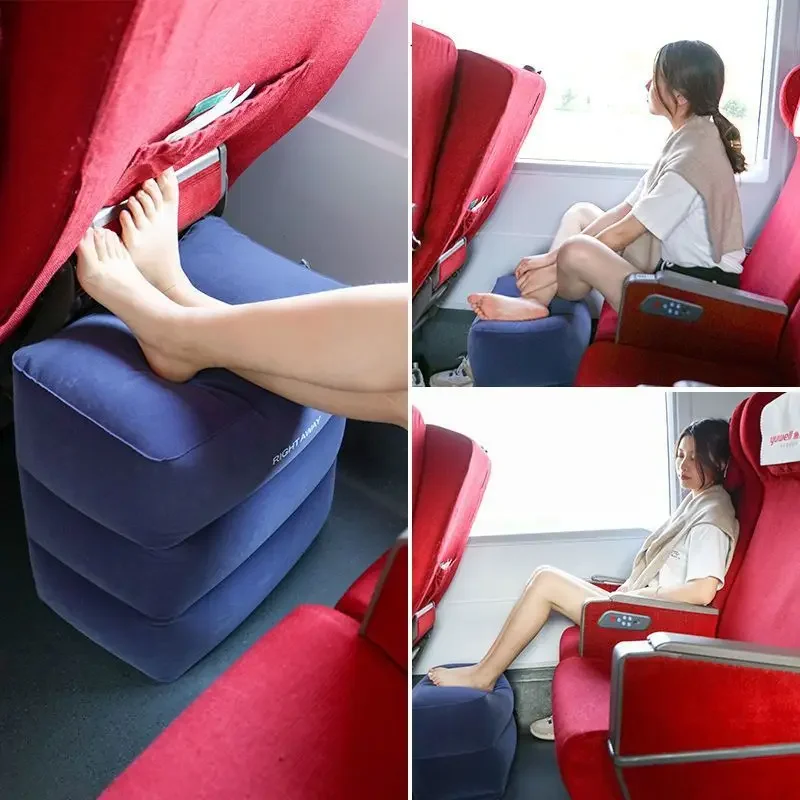 Travel Inflatable Three-layer Adjustable Foot Pillow Inflatable Footrest Sleep Sit Long-distance Train Car Foot Rest Footstool