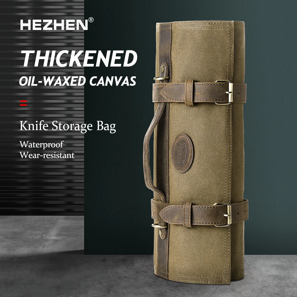 HEZHEN Knife Storage Bag Knife Organize Oil Wax Canvas Crazy Horse