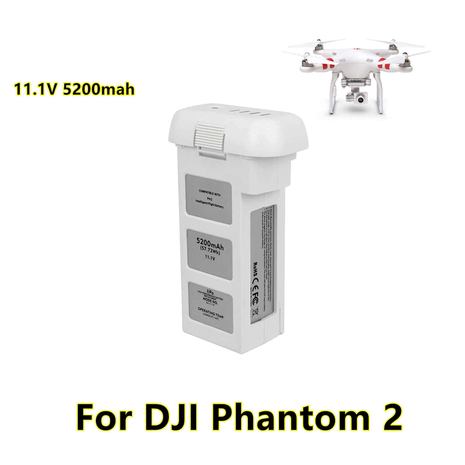 

2023 New 11.1V 5200mah Lipo Drone Battery for DJI Phantom 2 Quadcopter Battery 57.72Wh Spare Battery Drone Parts