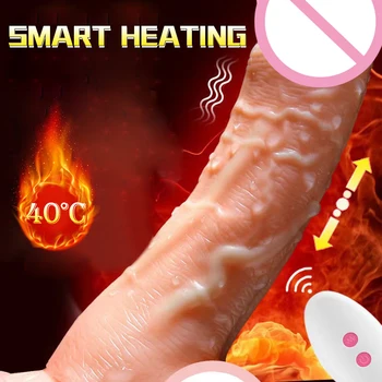 Heating Realistic Dildo for Female Masturbator Wireless Remote Telescopic Vibrator Big Penis Vagina Anus Sex Toys Woman Adults 1