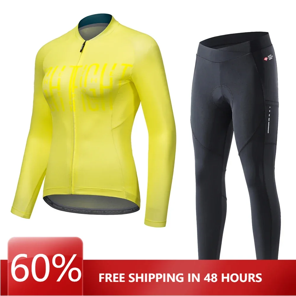 

Santic Women's Autumn Cycling Sets Bicycle Jerseys Long Pants Set Fit Breathable Sports Suits