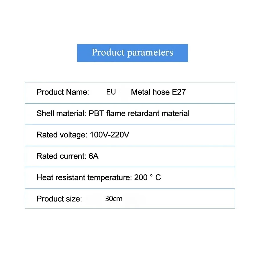 EU Plug to E27 Lamp Holder Socket Converter 30cm