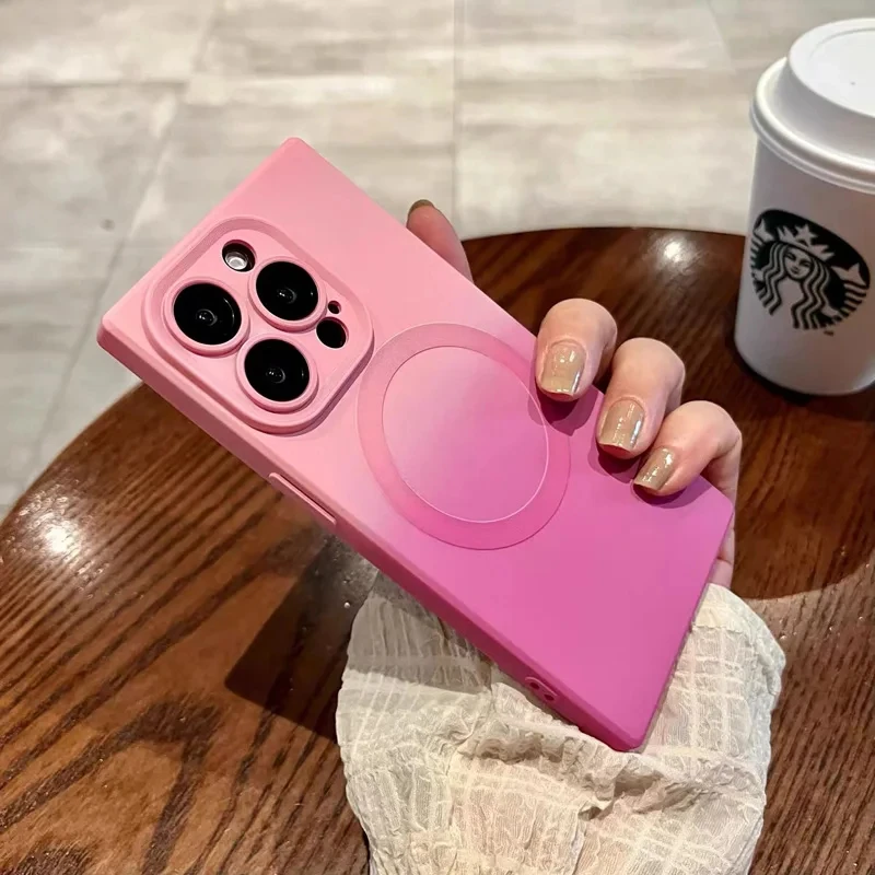 Fashion Matte Gradient Magnetic Shockproof Silicone Soft Case Cover