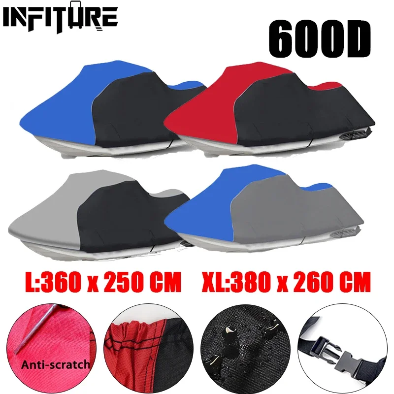 600D Waterproof Motor Boat Cover For Sea Doo GTI Motorboat Jet Ski Trailerable For Yamaha WaveRunner EXR VX Cruiser L/XL