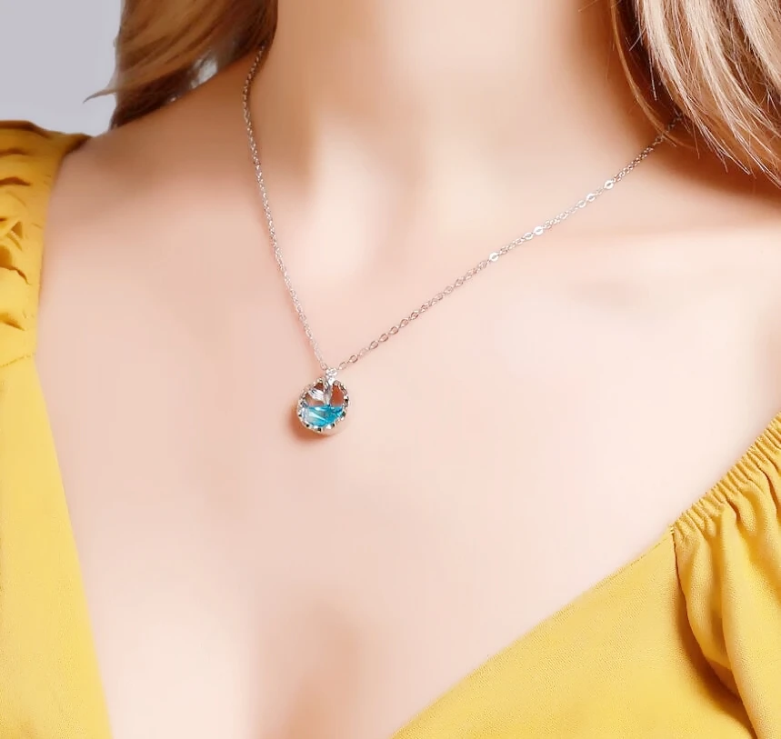 Mermaid Tears Foam Clavicle Chain Fresh Silver Color Temperament Necklace For Women Fashion Jewelry Party Birthday Gift SNE310