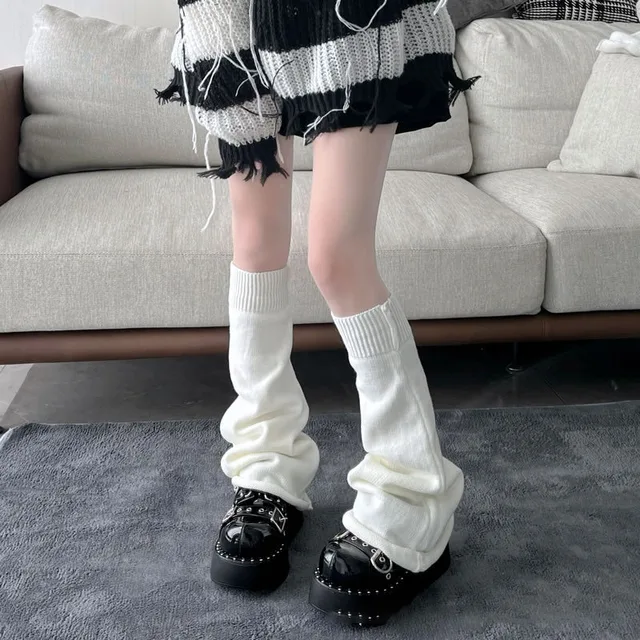 New Japanese Lolita Sweet Girl Leg Warmer Knit Socks Wool Ball Knitted Foot Cover Cosplay Women Autumn Winter Heap Heap Socks 4