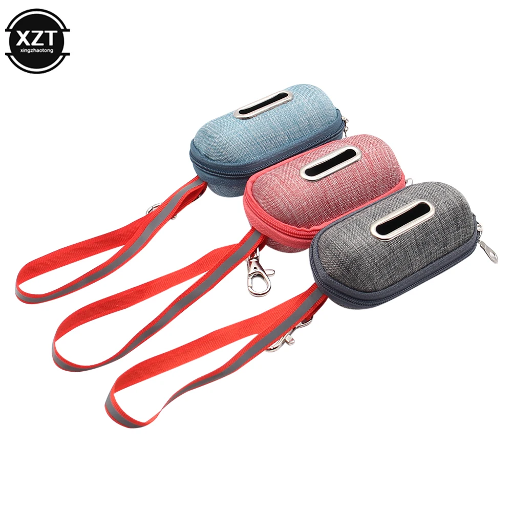 Portable Linen Pet Dog Poop Bag Dispenser Pick-Up Bags Holder With Rope Cleaning Waste Garbage Box Dog Poop Bag Outdoor Supplies