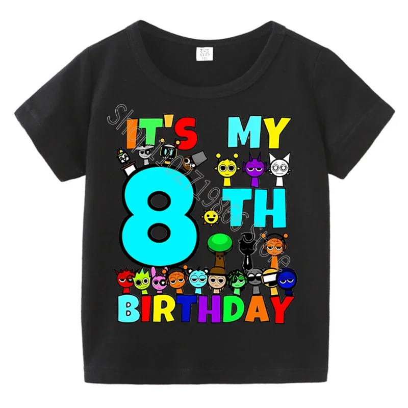 الصيف قصيرة الأكمام Sprunki Incredibox طباعة الأطفال تي شيرت الاطفال ملابس الفتيان الفتيات القطن تيز القمم هدايا حفلة عيد ميلاد