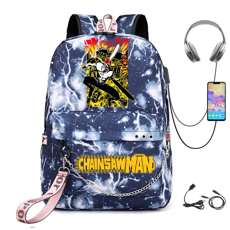 

Дорожный рюкзак унисекс с принтом бензопилы, Молодежный Школьный ранец для мальчиков и девочек, Сумка с USB-разъемом и анимационным принтом
