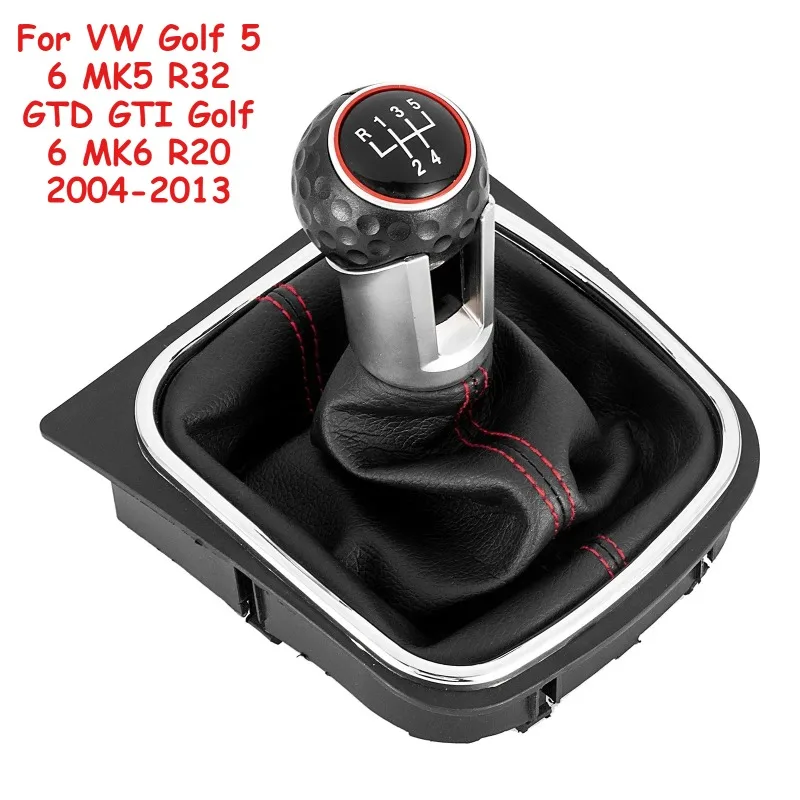 Perilla de palanca de cambios para VW Golf 5 6 MK5 R32 GTD GTI Golf 6 MK6 R20 2004-2013, palanca de cambios de coche, bola de mano con cubierta de bota de polaina