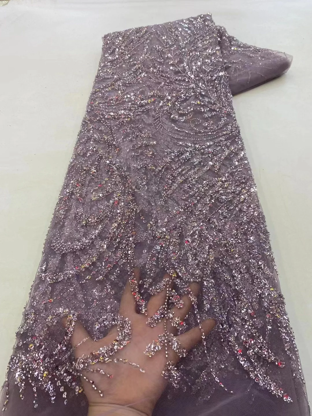 

African Net Lace Fabric 2023 High Quality Beads Tulle Lace Fabric Nigerian Laces Fabric For Party Wedding Dress 5 Yards