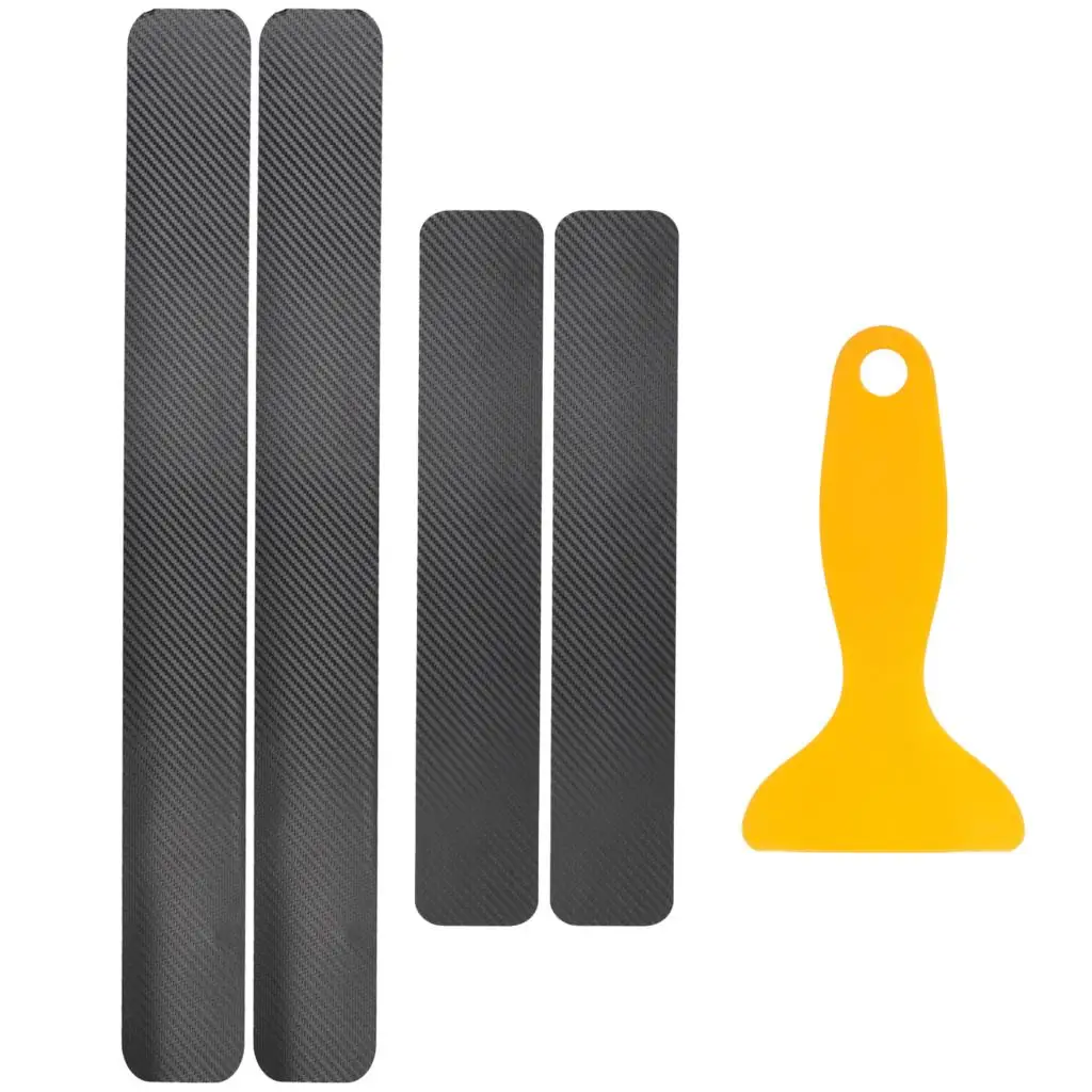 4Pcs 3D Universal Car Door Sill Carbon Fiber Sticker DIY Guard Strip Anti Kick Scratch Protection Pedal Film Pad Tape Waterproof