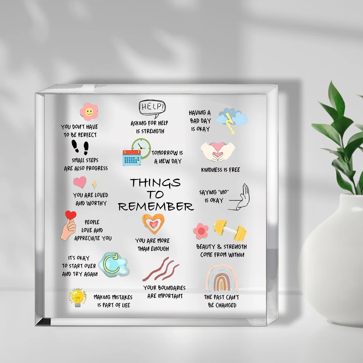 1pc Modern Acrylic Inspirational Quotes Desktop Decor | Mental Health Positive Affirmations Decorative Plaque | Office Home 3