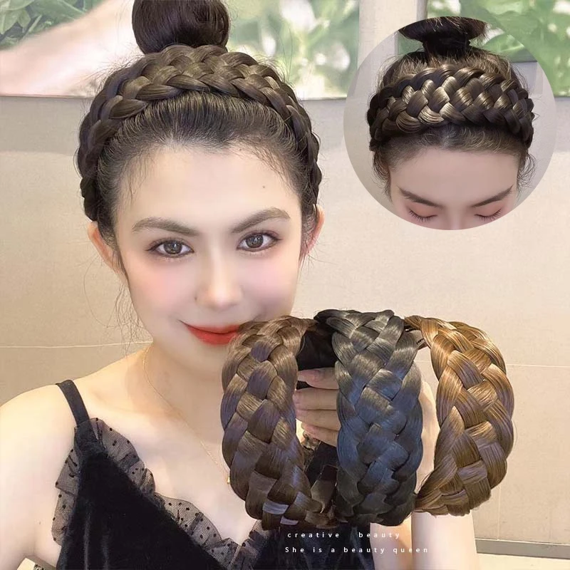 

Новый Широкий парик, оплетка, повязка на голову, рыбья коса, расширенный парик, повязка для волос, утолщенная широкая коса, спиральная