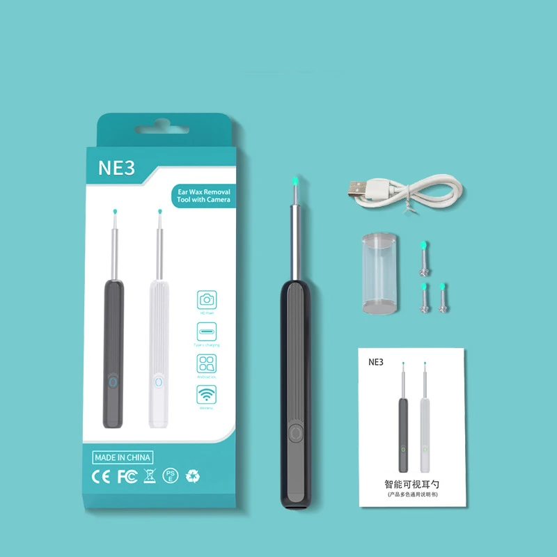 NATFIRE – Kit de nettoyage des oreilles NE3, 1296P, bâtonnets pour oreilles  intelligents, outil d'élimination de la cire, sans fil, avec caméra,  lumière LED - AliExpress