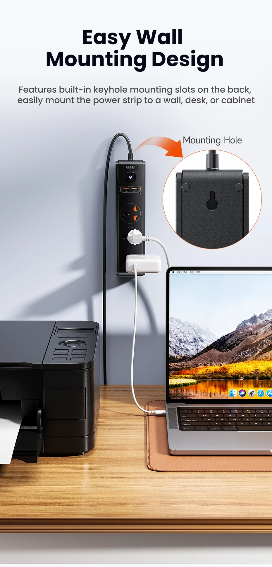 PD20W GaN Versatile Power Strip 2500W Max Universal 3AC Outlet Sce91a60b7c1742cf9e84240921aa1d97m