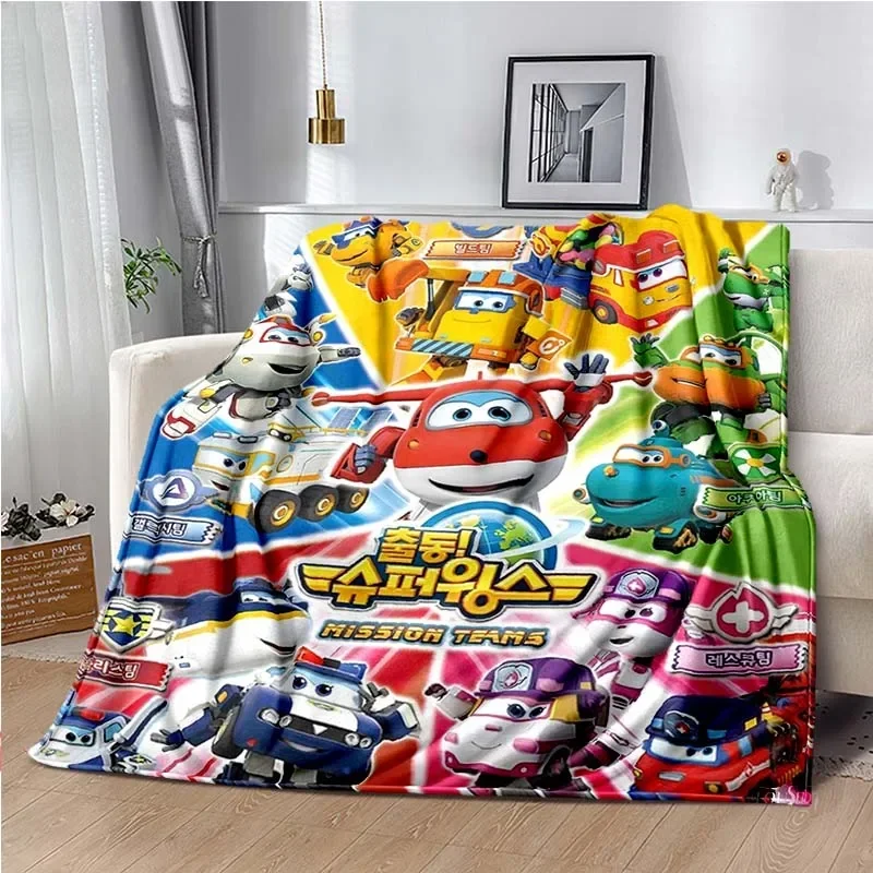 Cartoon Anime Super Wings Throws Blanket for Bedding Picnic Kid Super Soft Cute kawai high quality Flannel Blanket birthday gift 2