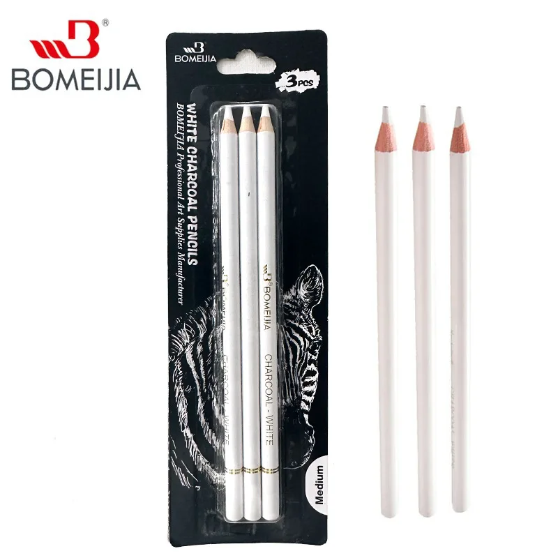 White Sketch Charcoal Pencils Set Professional Standard Pencil Drawing Pencils Set School Tool Painting Art Supplies 3Pcs