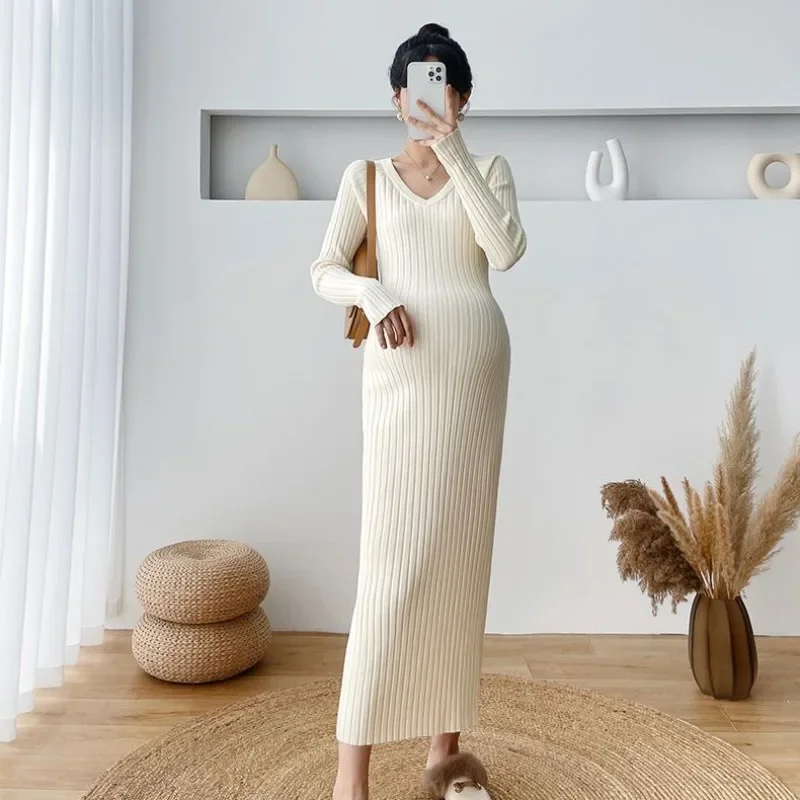 

Maxi Evening Woman Dress Apricot V Neck Long Crochet Robe Black Knitted Dresses for Women Clothes on Sales with Free Shipping