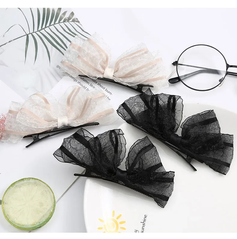 Korean New Lace Bowknot Hair Clip Headwear 2023 Trendy Exquisite Embroider Sweet Cute Hairpin for Women Girls Hair Accessories [fila]trendy lace bralette