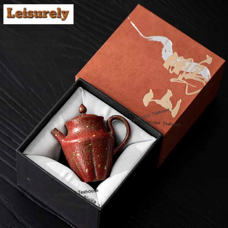 100ML Gold Sprinkled Mountain Red Lotus Teapot Creative Tea Infuser Pot Tea Soaking Kettle With Ball Hole Drinkware Collection