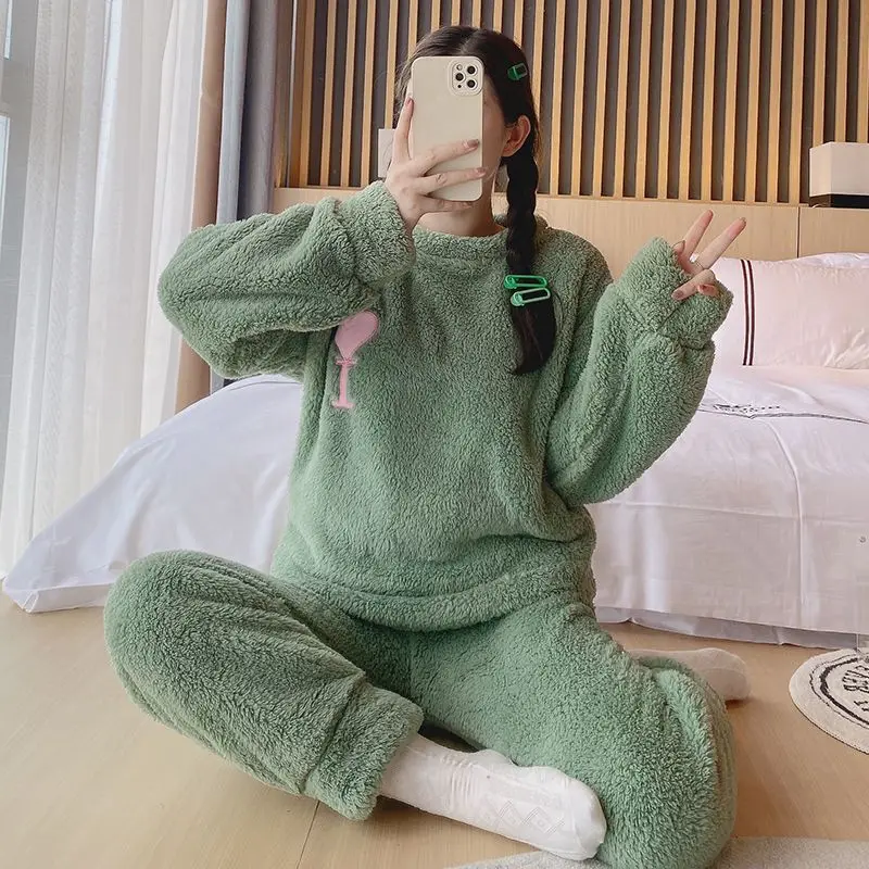 2023 New Zipper Pajamas Women Autumn Winter Loungewear Thickened Plush Coral Velvet Sleepwear Set Flannel Warm Loose Homewear