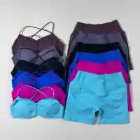 2PCS Women's High Stretch Gym Sportswear Impact Vision Shrug Sports Bra Shorts Set Comfortable Workout Yoga Active Wear Outfit