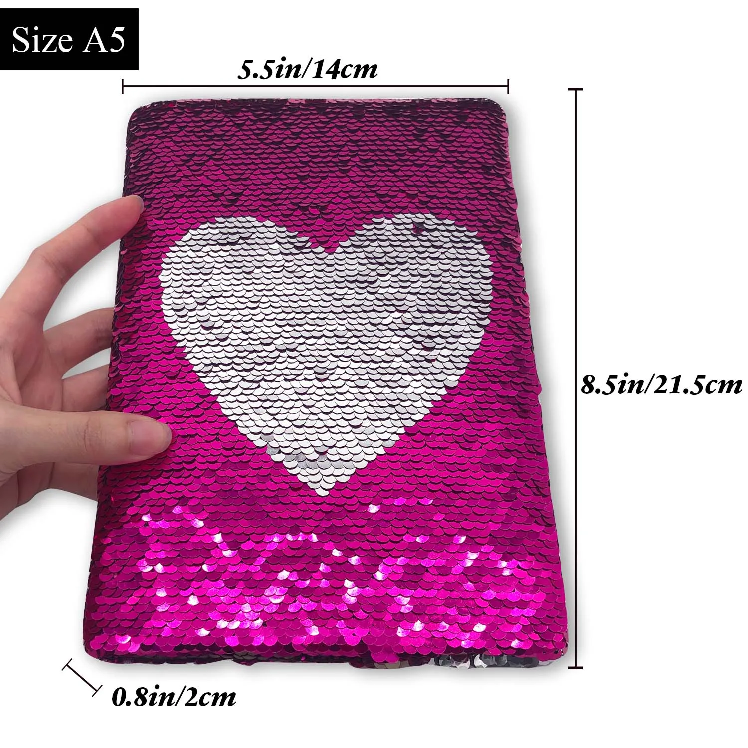 Sequin Secret Diary for Girls, 8.5x5.5 Inches 160 Lined Pages Different Design Reversible Sequin Kids Journal for Teenages 3
