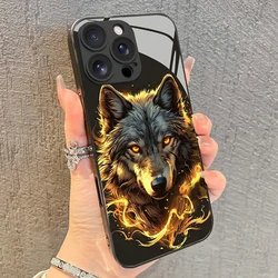 Cool Red Fierce Wolf King Graphic Tempered Glass Black Phone Case - Galaxy S23 Ultra (1)
