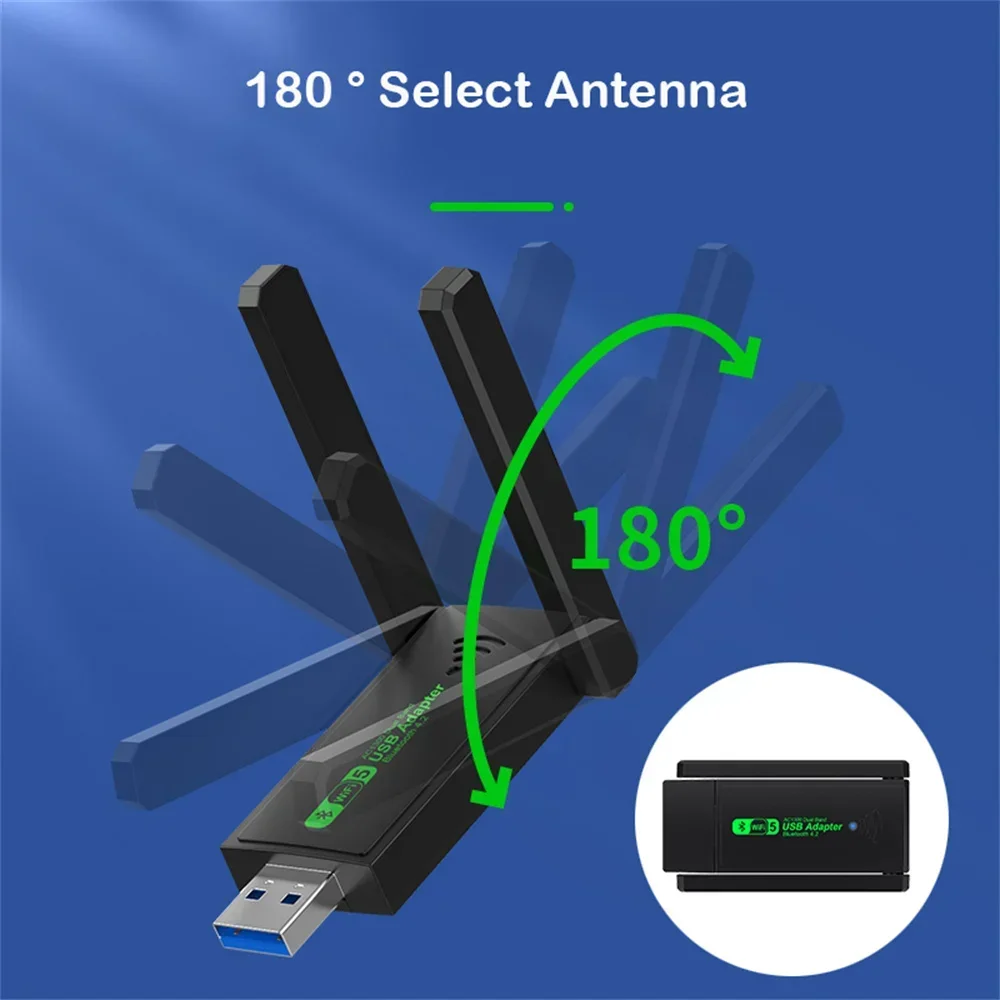 1300Mbps USB 3.0 WiFi 어댑터 네트워크 카드 듀얼 밴드 2.4G/5GHz Bluetooth 4.2 데스크탑 노트북 PC 용 무선 수신기 송신기