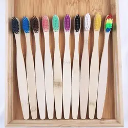 Set of 10 Eco - Friendly Colorful Bamboo Toothbrushes - Portable, Reusable, and Soft (10PCS Mix Colors)