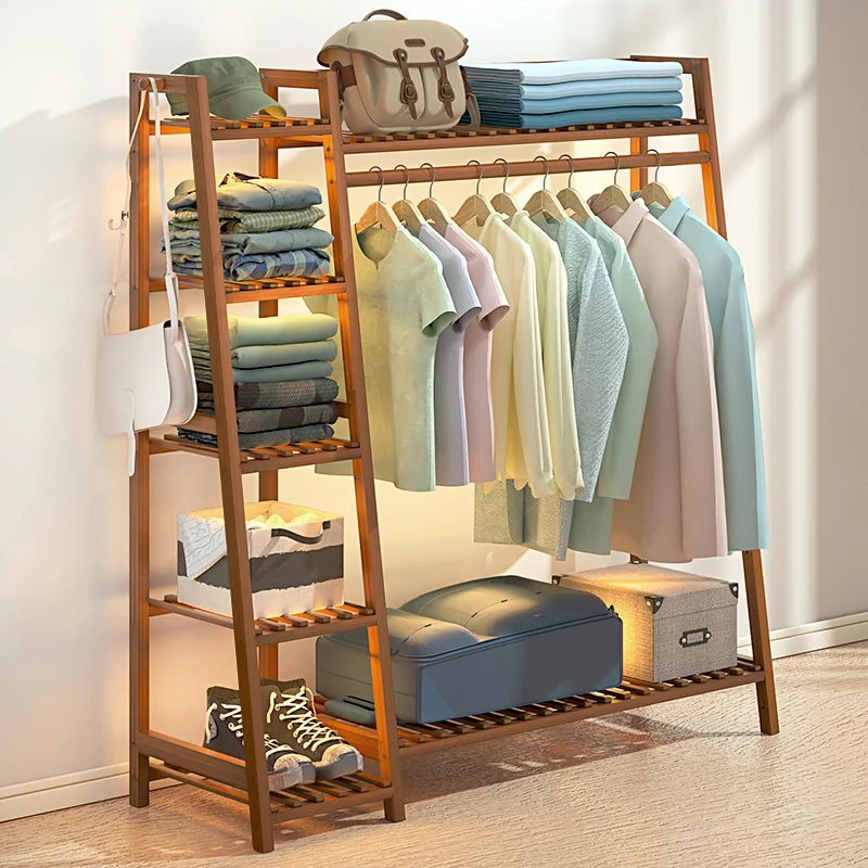 

Scarf Bedroom Clothes Rack Drying Garment Balcony Hotel Wood Clothes Hanger Pole Balcony Nordic Arara De Roupa Hall Furniture