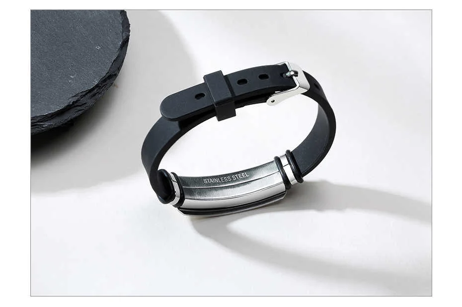 Vnox Nach Schwarz Stailess Stahl Armreif Breite Armbänder für Männer Herren Weiche Silikon Ruder Armband Geschenk für Hero Papa Mann – Detail 14