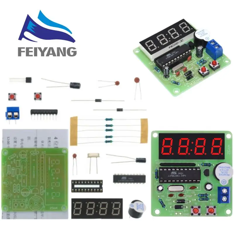 AT89C2051 Digital 4 Bits Electronic Clock Electronic Production Suite