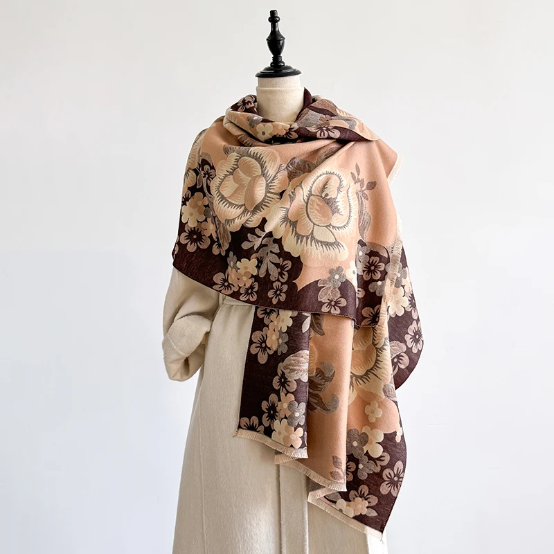 2025 Luxury Brand Women's Winter Cashmere Scarf - Paisley Printed Tasseled Pashmina Shawl Wrap, Bandana & Poncho