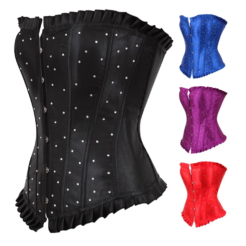 

Burlesque Corsets Plus Size Corset with Rhinestones Buckle Bustier Carnival Costumes for Women Party Club Night Corsage Purple