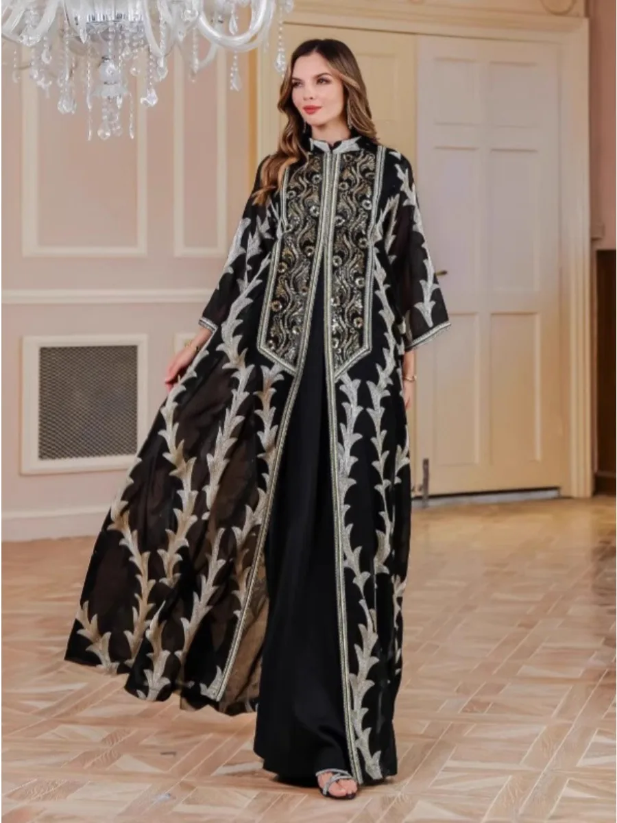 جلابية فاخرة بطبقة شفافة مطرزة – لونين