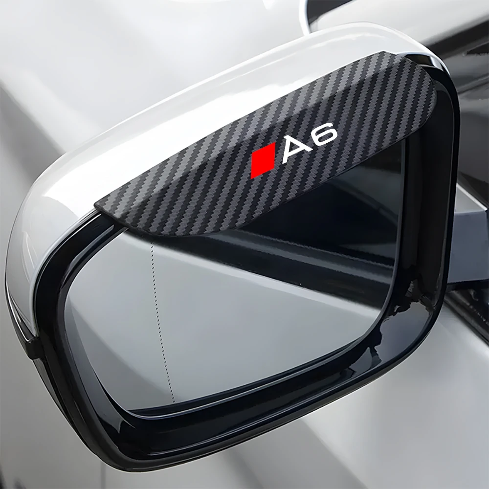 2Pcs Car Side-Rearview Mirror Rain Eyebrow Carbon Fiber Waterproof Cover Visor For Audi A1-A8 TT Accessories
