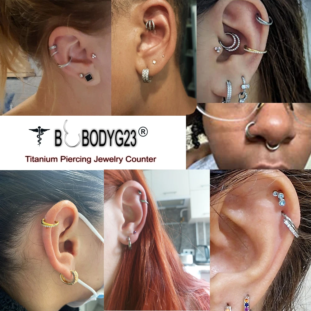 Nose Ring Piercings G23 Titanium Daith Earring 16G Hoop Septum CZ Clicker Hinged Segment Ear Cartilage 6/8/10/12mm nose rings,piercing jewelry,body piercing earrings,ear piercing jewelry,hoop earrings,body piercing jewelry,body jewelry
